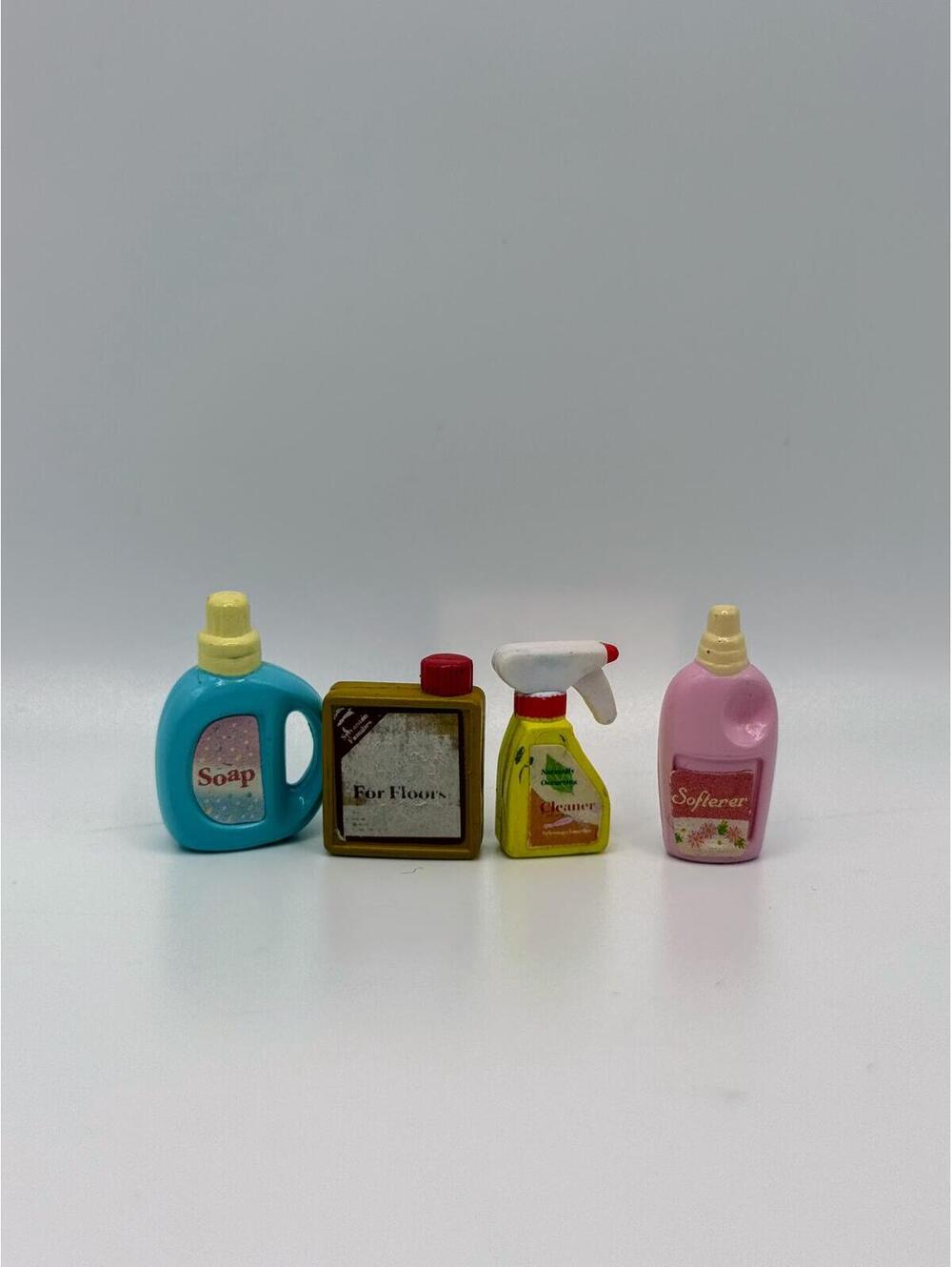 1:12 Dollhouse Miniature Laundry Soap Cleaner Softener Floor Cleaner 4pc Set